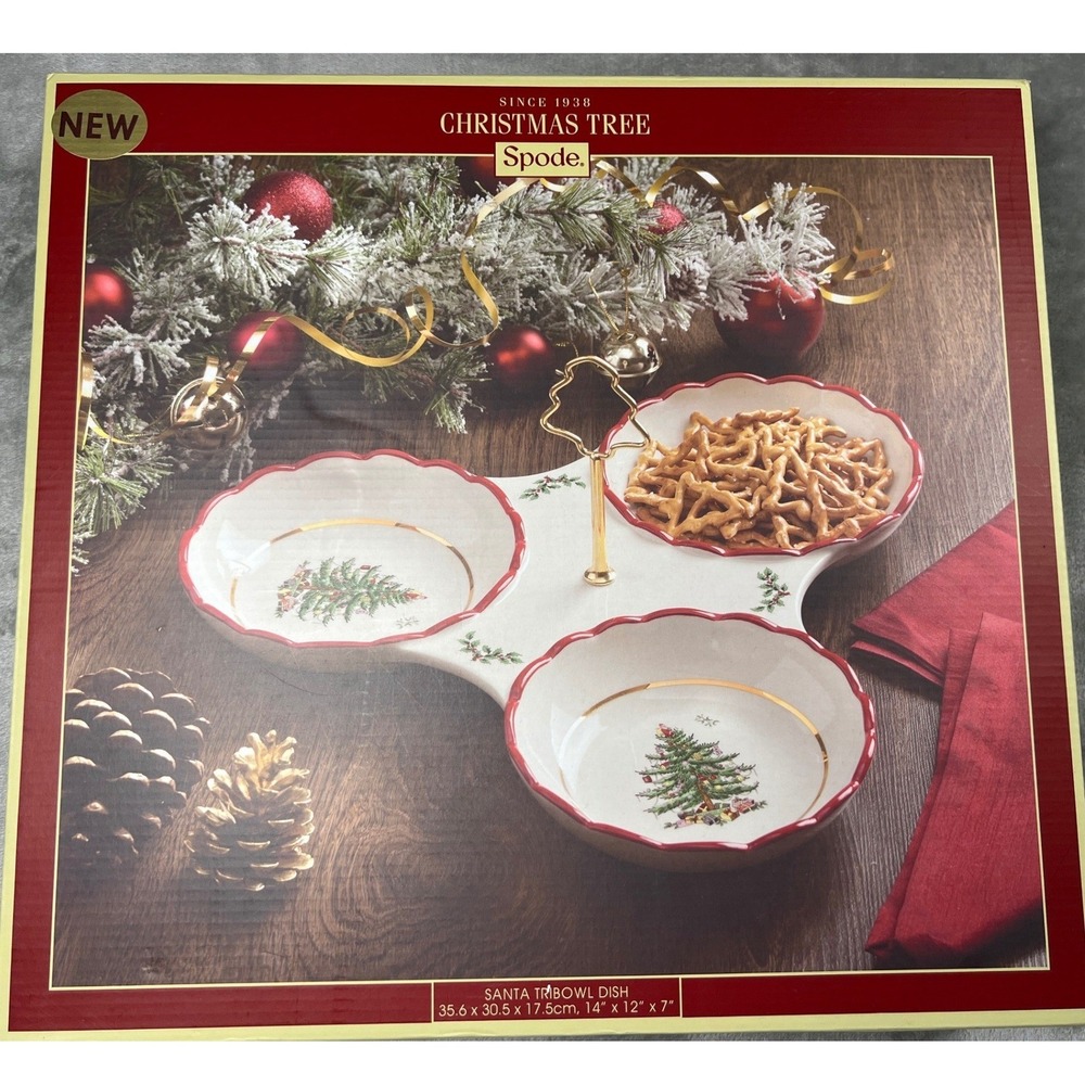 Spode Christmas Tree Santa Tribowl Dish 14" Serving  Bowl  NIB   XTF18280-XP